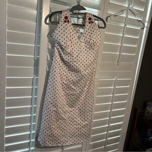 Vintage Illicit Stylish White Dress with Red Polka Dots